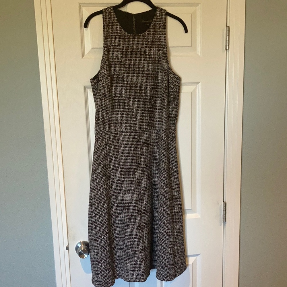 Banana Republic Elegant Black and White Tweed Midi Dress